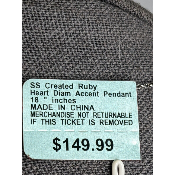 Created Ruby Double Heart Diamond Acc. Pendant 18" Sterling Silver Necklace NWT - Picture 7 of 8